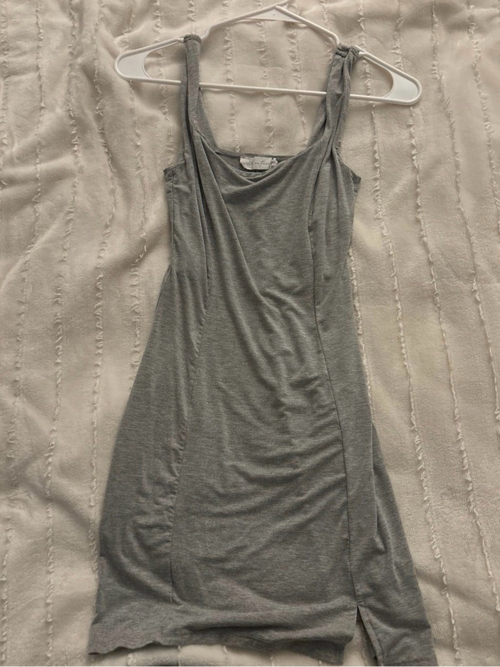 Gray Sleeveless Tie-Shoulder Knit Dress